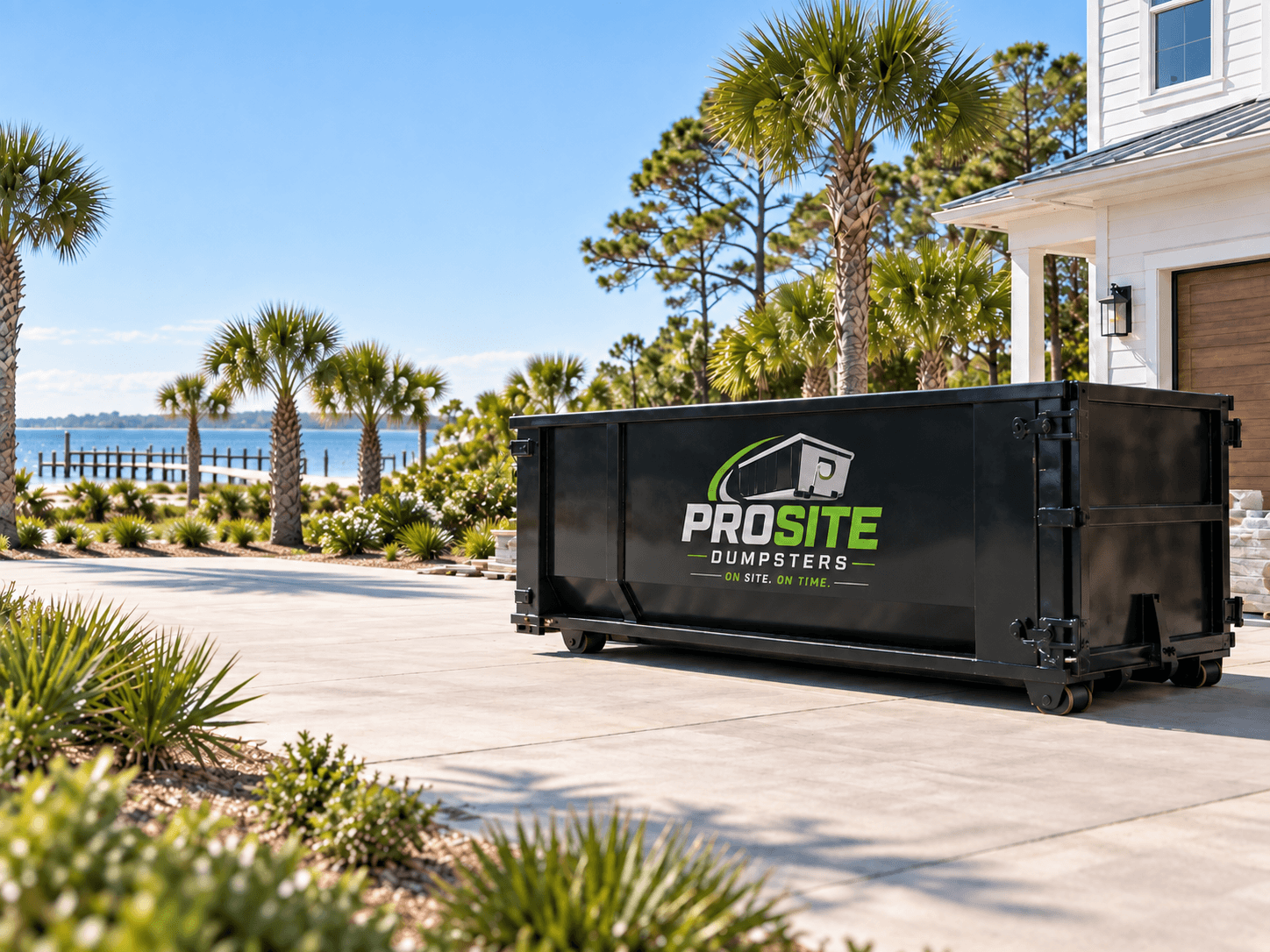ProSite dumpster at a coastal home